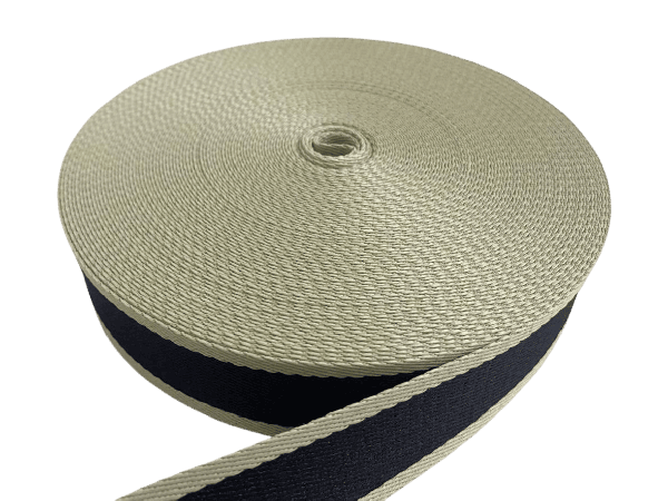 Alça Luxo Listra 3cm - Preto/Borda Marfim