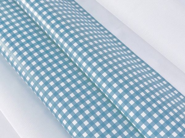 Sintético Estampado Xadrez - Azul Bebê