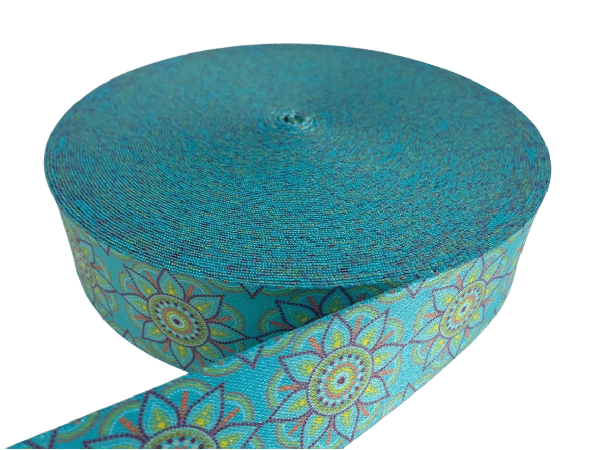 Alça Acetinada 4cm -  Mandala Turquesa