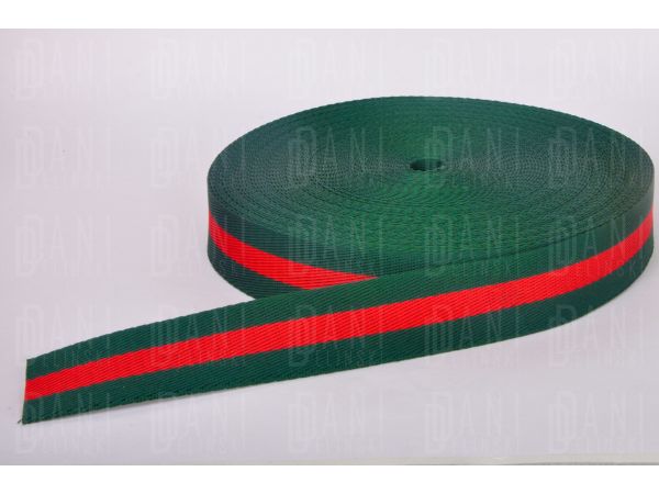 Alça Luxo Listra 3cm - Verde/Vermelho 1