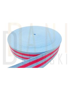 Alça Luxo Listras 4cm - Azul Bebe/Pink 1